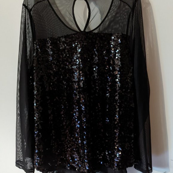 Elegant Black sequined top with mesh - Picture 4 of 4
